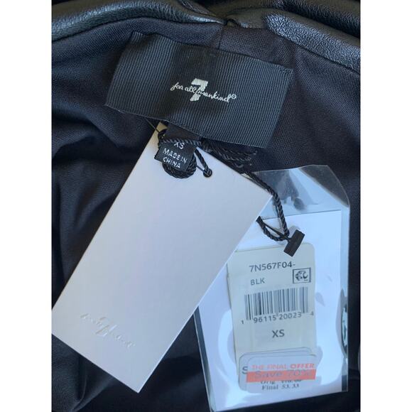 7 For All Mankind Faux Leather Ruched Cami Tank Black Size XS Pullover Gothic - Picture 4 of 4